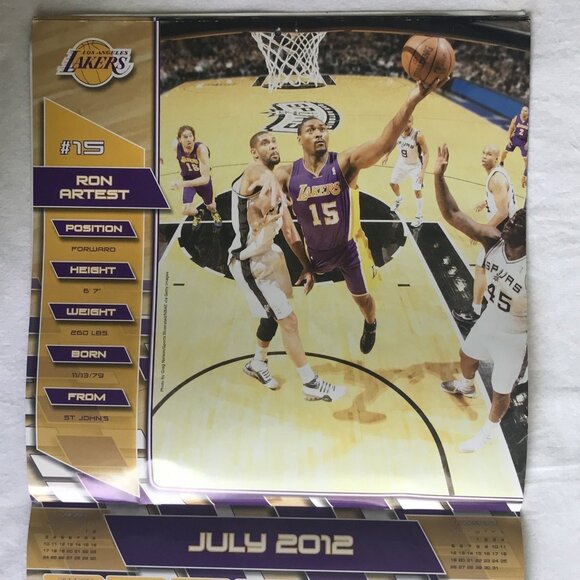 2012 LOS ANGELES LAKERS 12 x 12 WALL CALENDAR - Picture 10 of 12